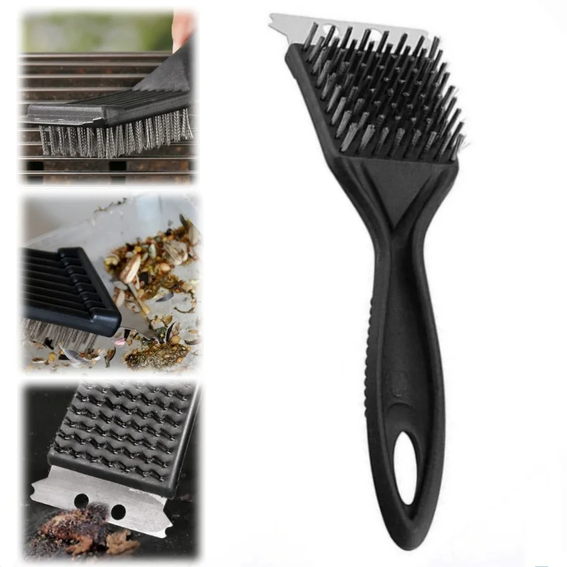 1/2/3 stainless steel cleaning brushes-with shovel head, easy decontamination, hanging, household cleaning, barbecue necessary