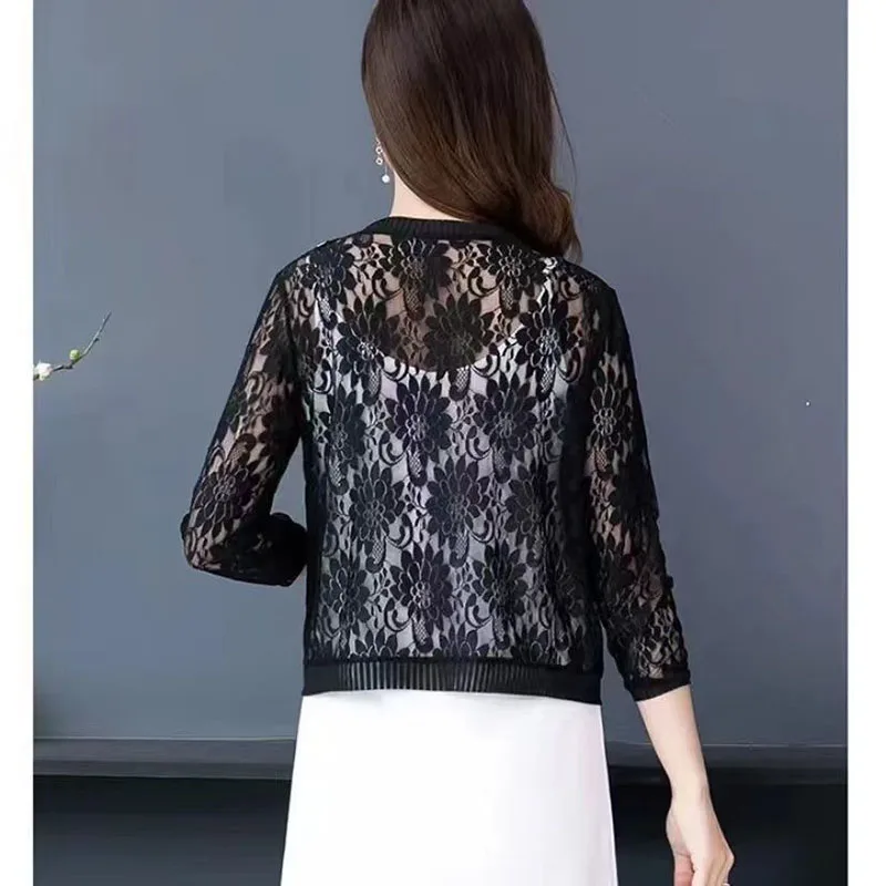 Women's Clothing Summer Cardigan new high-end lace shawl jacket thin design showcasing elegant temperament anti-aging Sweaters