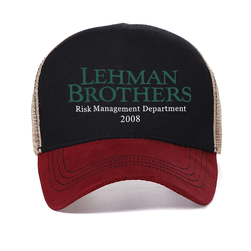 

Retro Lehman Brothers Risk Management baseball cap casual adjustable mesh Trucker Hat Unisex Outdoor Golf Cap Breathable sun hat