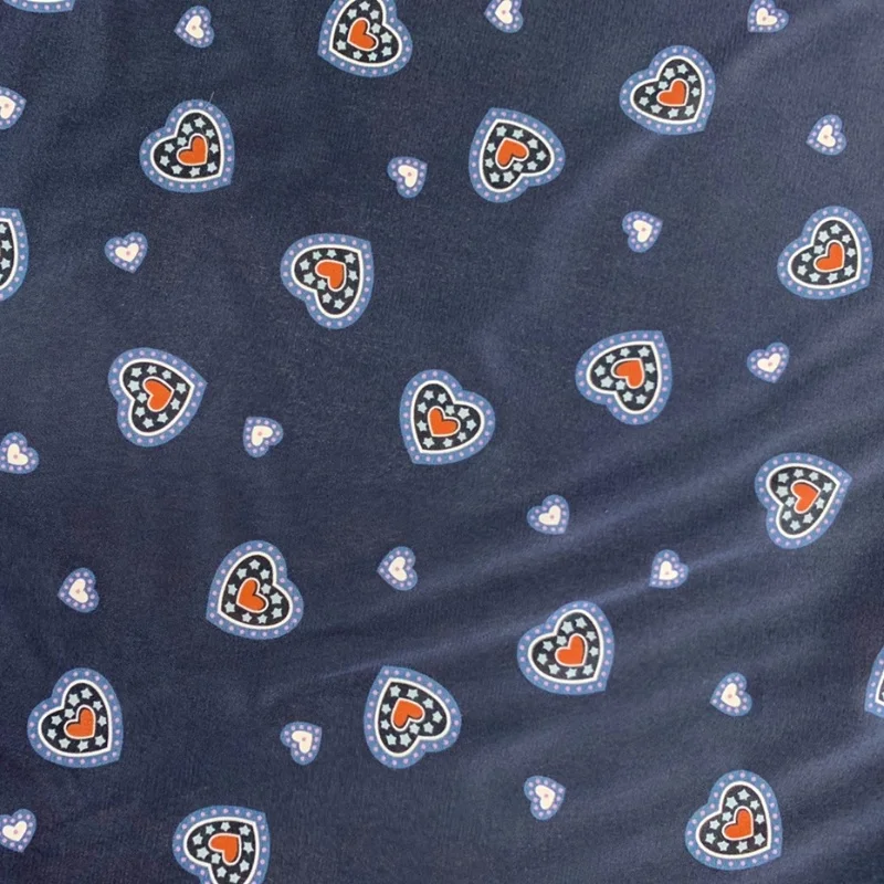 

1 метр, 100% тутовый шелк, креповая шелковая ткань 16 мамме, темно-синие сердечки, с принтом 140 см, ширина 55 дюймов, по дворам JX042