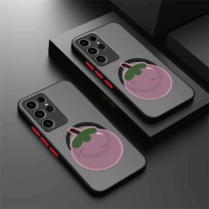 

For Magsafe Magnetic Phone Case for Samsung Galaxy S25 S24 S23 S21 FE S22 Ultra Plus S20 Wireless Charging Cartoon Clear Cover