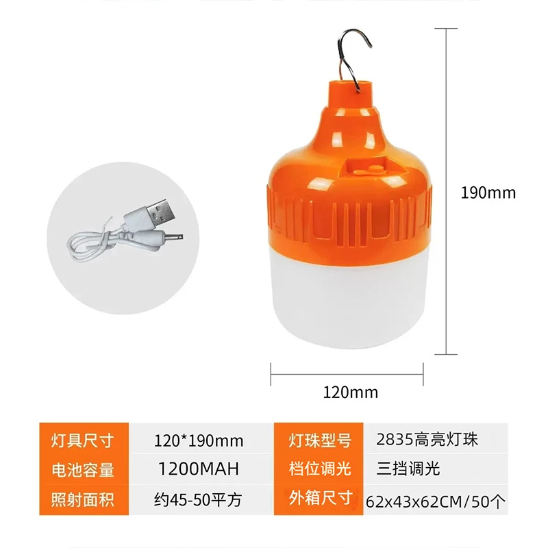 أضواء التخييم في قاعة الطوارئ في الهواء الطلق مع سطوع قابل للتعديل LED شحن فقاعة ضوء السوق الليلي كشك ضوء محمول #1