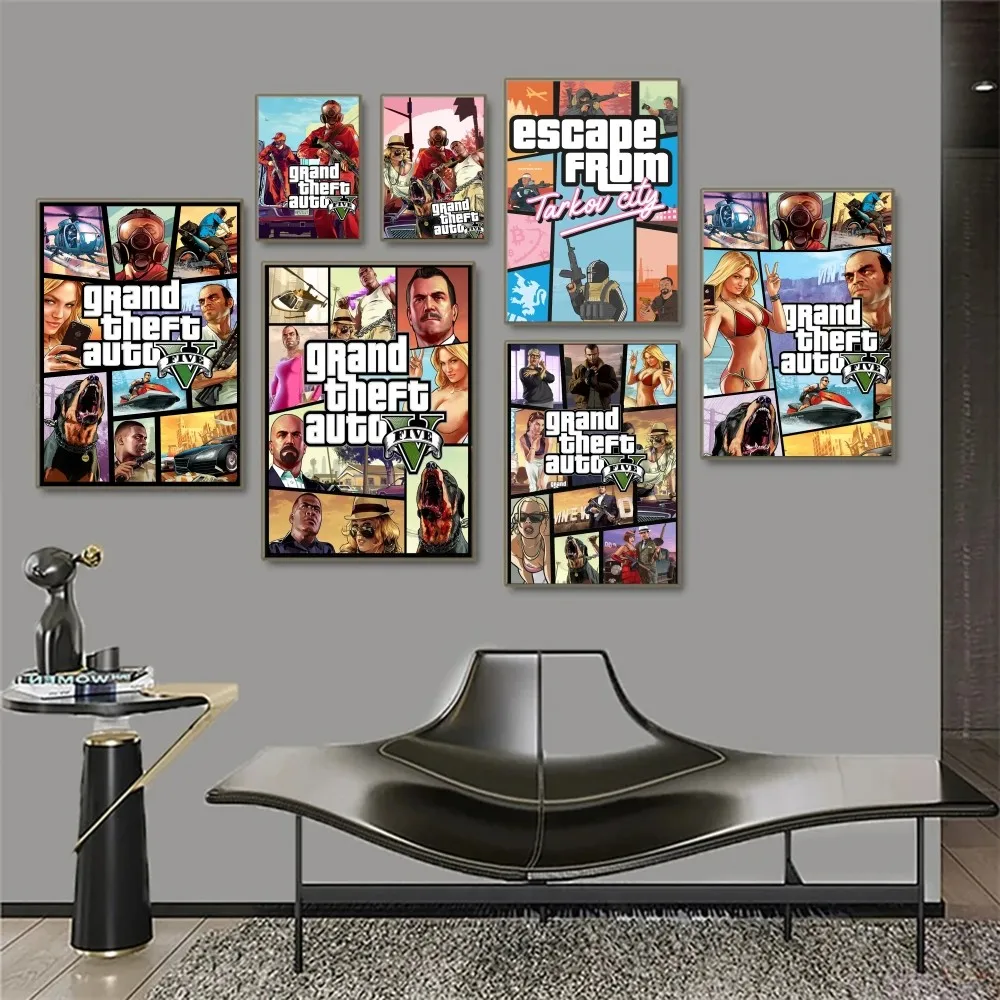 1pc GTA Game Escape from Tarkov City Poster Paper Print Home Bedroom Entrance Bar Cafe Art Painting Decoration