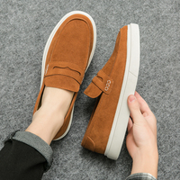 Fashionable Brown New Anti Fleece Leather Open Smiling Board Shoes for Men's English Leisure European Station Lefu Men's Shoes