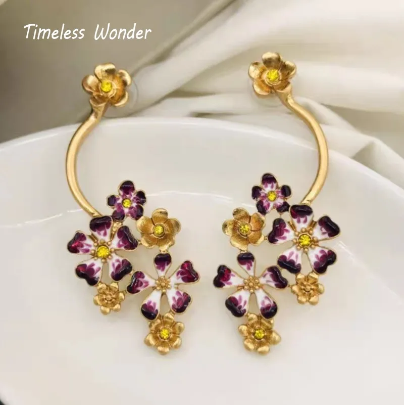 Imagem -03 - Timeless Wonder Fancy Enamel Geo Floral Stud Earrings para Mulheres Designer de Jóias Runway Goth Marca de Luxo Top Raro 5127