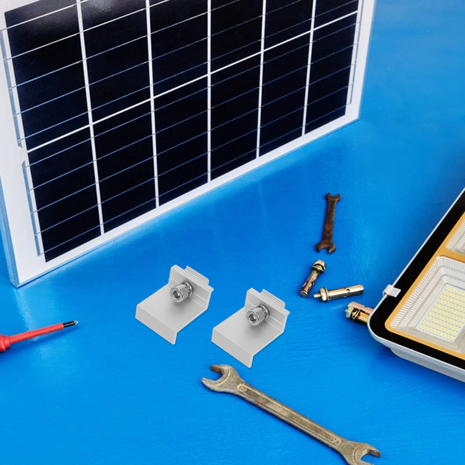12Pcs Solar Panel Side Pressure Block Aluminum Alloy Photovoltaic Rack Clip Outdoor Fixed Bracket Clip Solar Panel Clamp