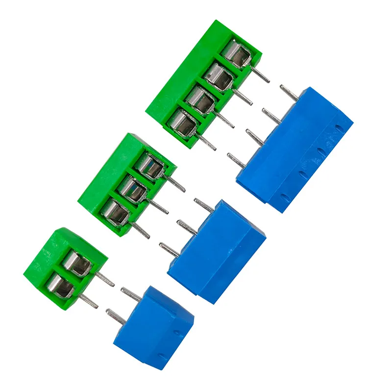 100Pcs KF301 2/3/4Pin Spliceable Plug-in Screw Wire Terminal Block  Pitch 5.0mm Straight PCB Mount Connector Blue Green