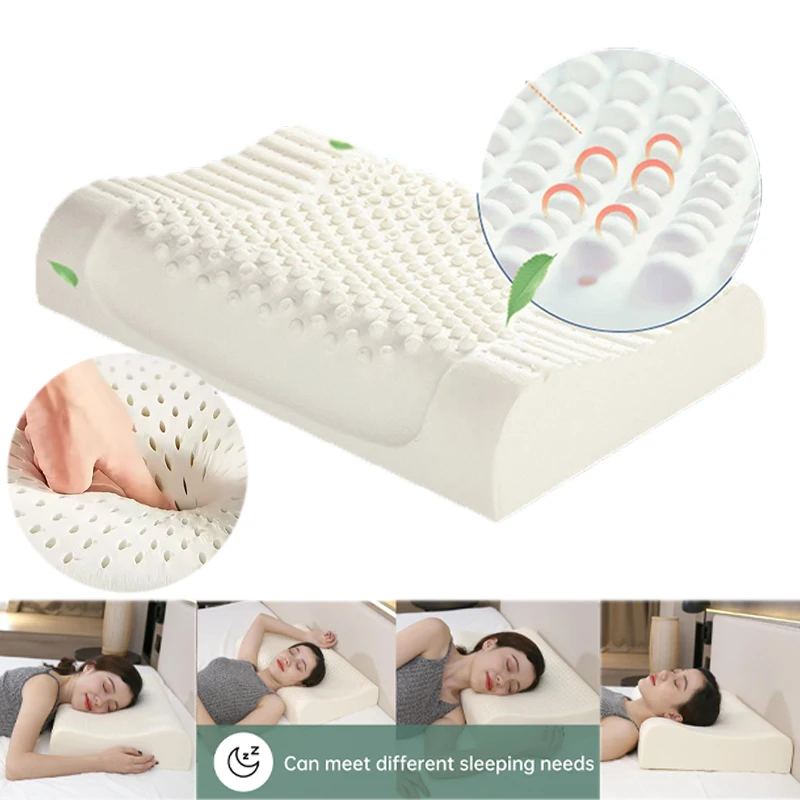 

40x60cm Thailand Latex Pillow Core with Massage Nodes for Adults and Children Breathable Orthopedic Cervical Pillow for Home Use