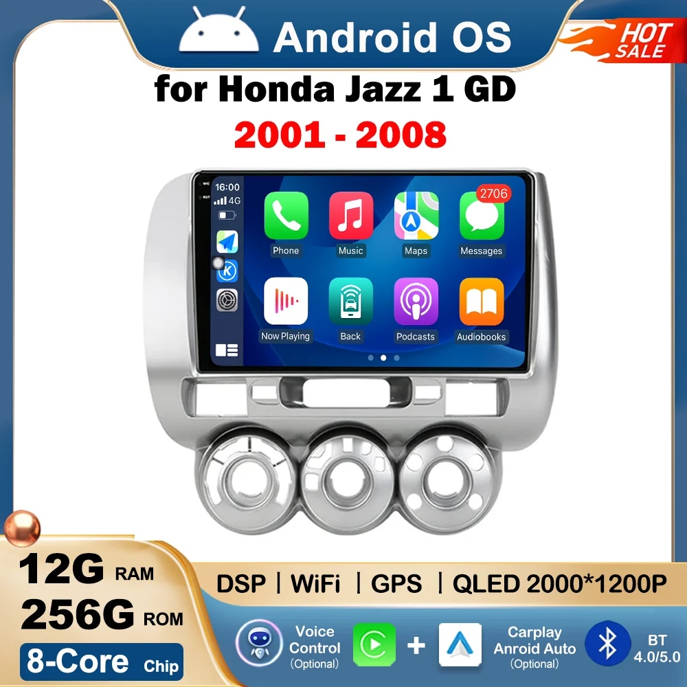 

Car Radio Multimedia Video Player GPS Navigation Android OS For Honda Jazz 1 GD 2001 - 2008 Wifi 4G Wireless Carplay Head Unit