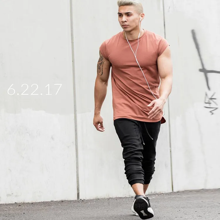 Batwing Sleeve Tshirt Men Workout GYM Fitness T Shirts Moto Biker Tops Hip Hop Streetwear Men Clothing