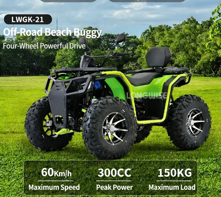 

300cc 4WD ATV, пляжный багги с 4-тактным двигателем с водяным охлаждением, амортизация с гидравлическим демпфированием, квадроцикл для бездорожья с горным песком