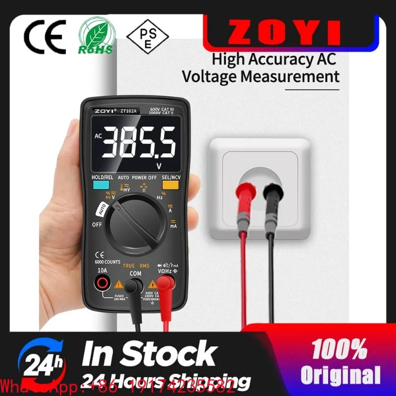 Digital Multimeter ZT-98/100/101/102/102A Auto Ranging 6000 counts AC/DC Ammeter Voltmeter Ohm Hz Ture RMS tester Portable
