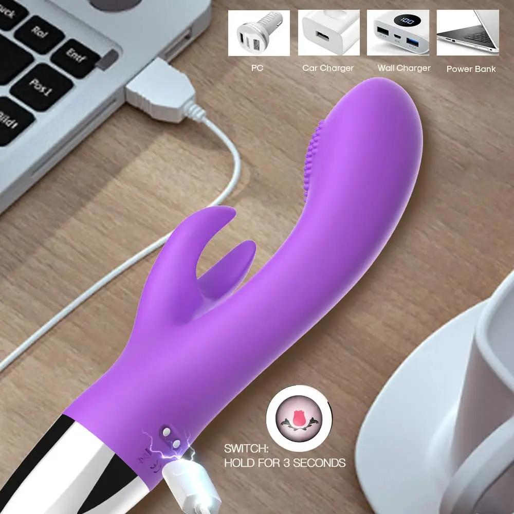 G-spot Vibrator kelinci wanita, Dildo klitoris wanita getaran Mode dapat diisi ulang tahan air Stimulator, mainan dewasa membuat wanita senang