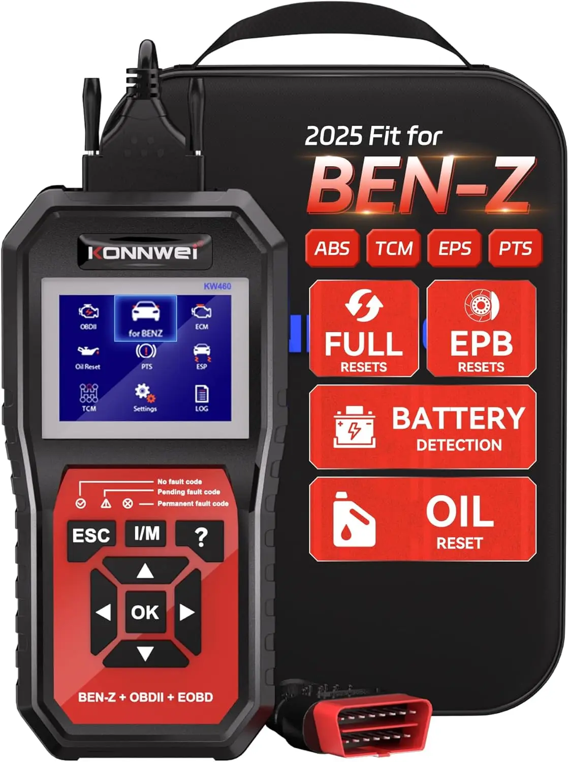 

OBD2 Scanner for Mercedes Benz Smart, Full System Diagnostic Tool with EPB/EPS/ECM/TCM/Oil Reset, Complete Functions + Storage B