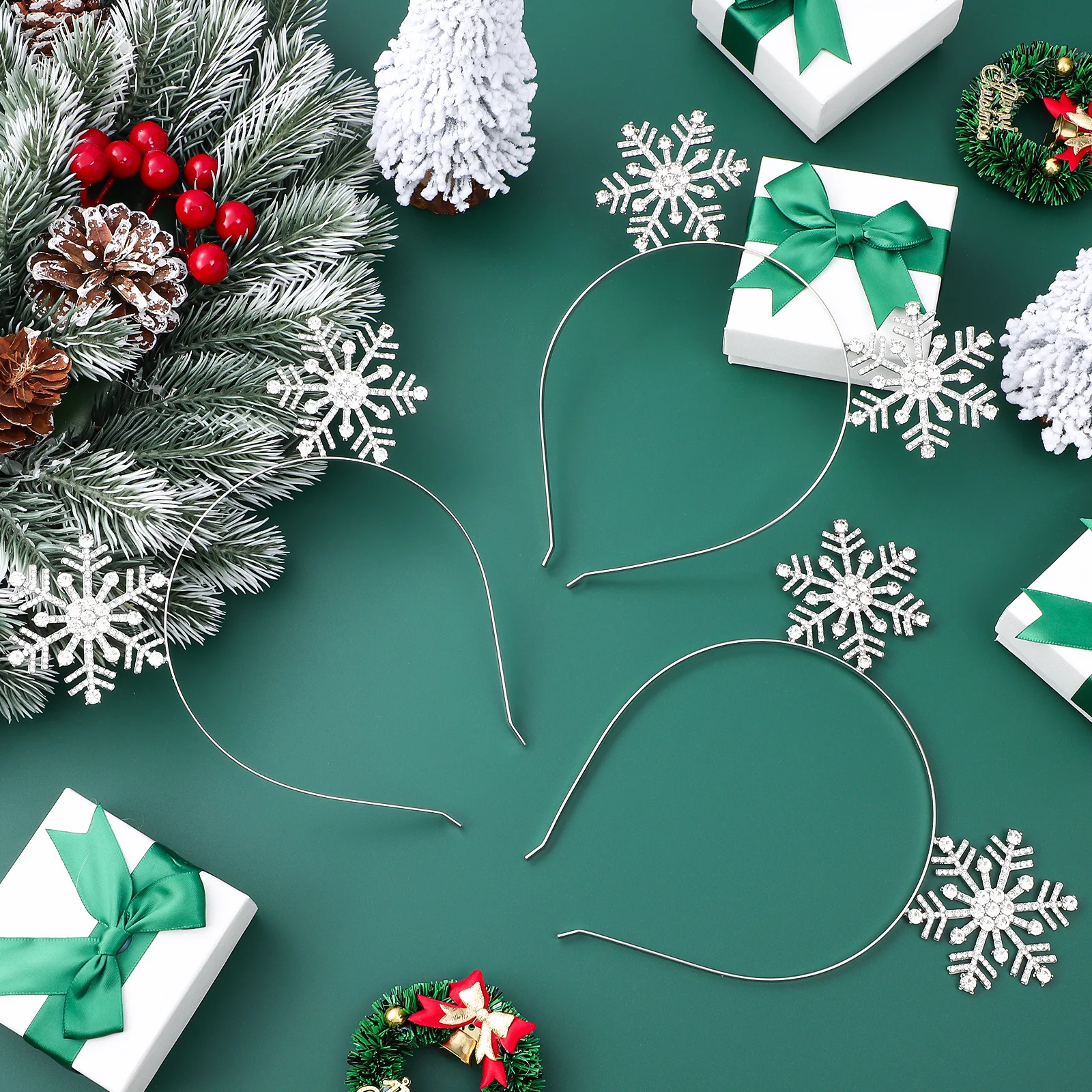 

3Pcs Snowflake Headbands Polished Alloy Holiday Hair Accessories Christmas Hairbands Sparkling Elegant Festive Party Decoration