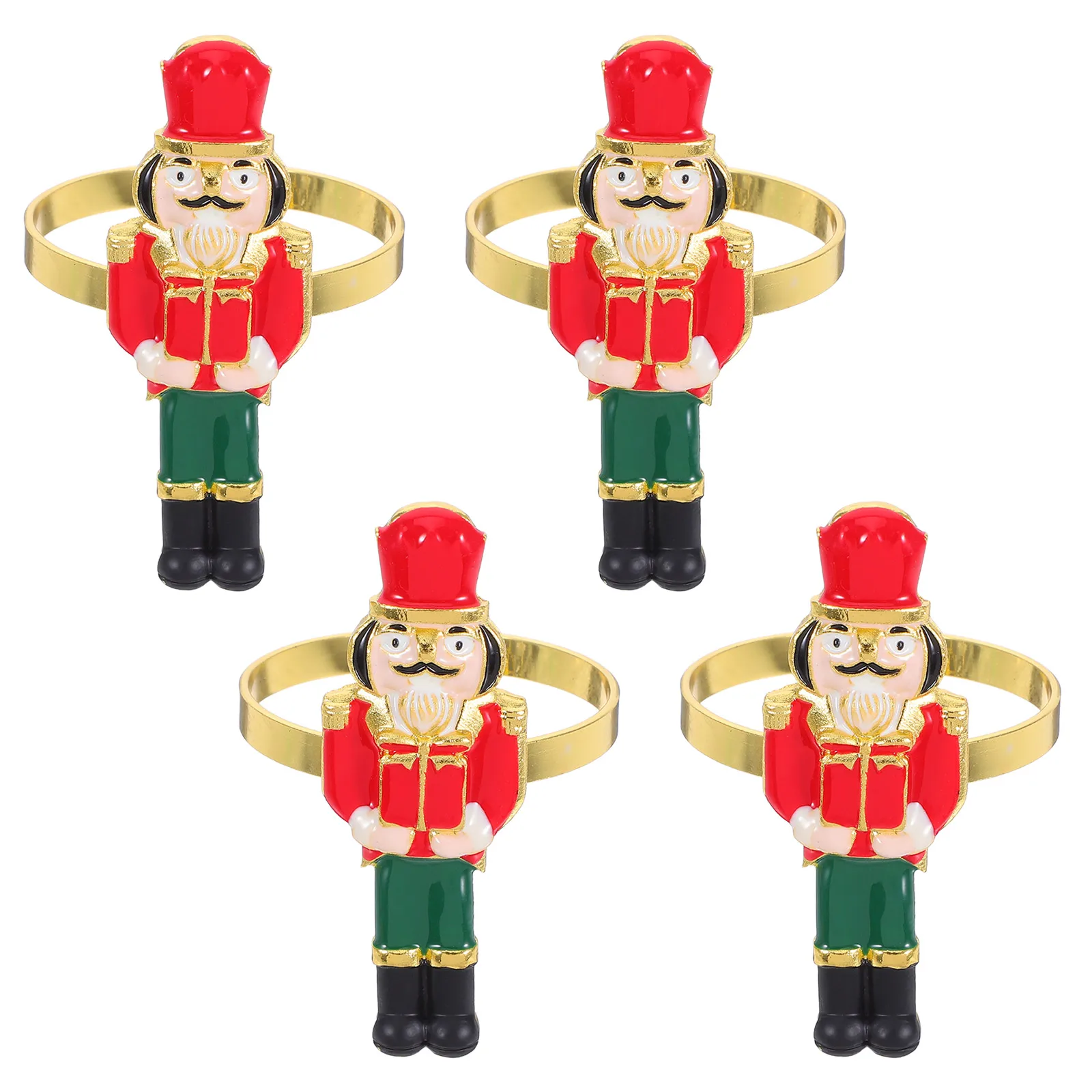

4 Pcs Napkin Rings Nutcracker Shaped Buckle Decorations Nutcracker Napkin Rings for Party Holiday Christmas Table Accessories