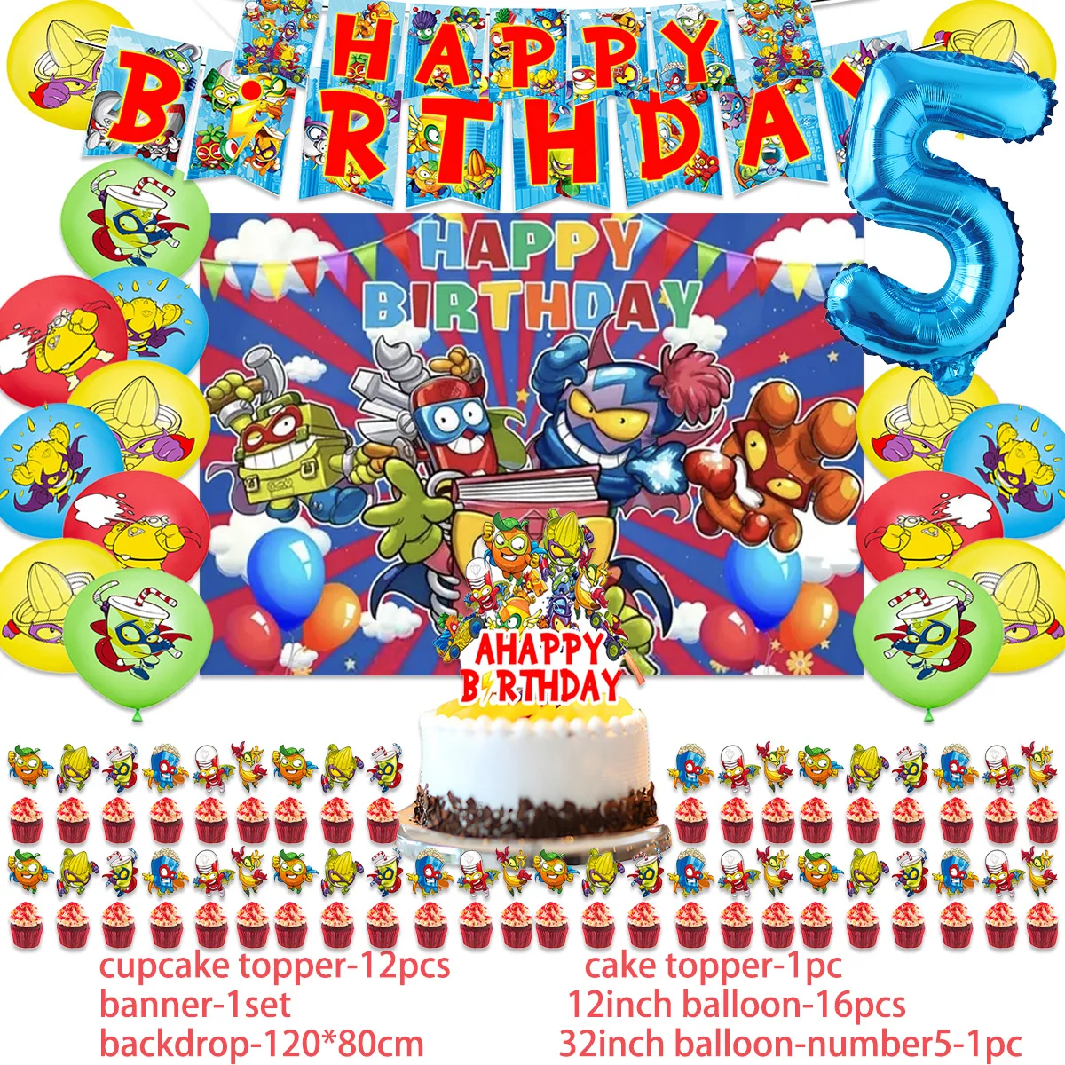 Superthings Theme  Birthday Party Supplies Decor Super-zings Balloon Banner Backdrop Cake Supplies Banner Kids Baby Shower Gifts - view 3