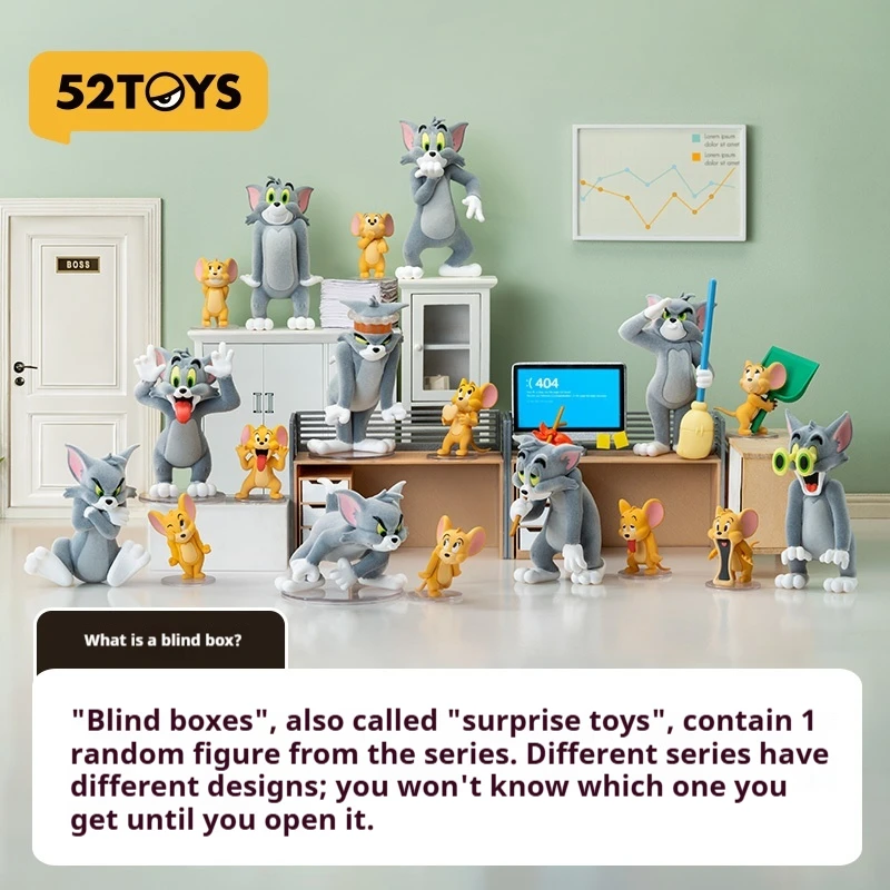 정품 52TOYS 톰과 제리 수집용 피규어 장난감 블라인드 박스 고양이와 쥐 테마 장식용 선물 트렌디한 수집가용 아이템