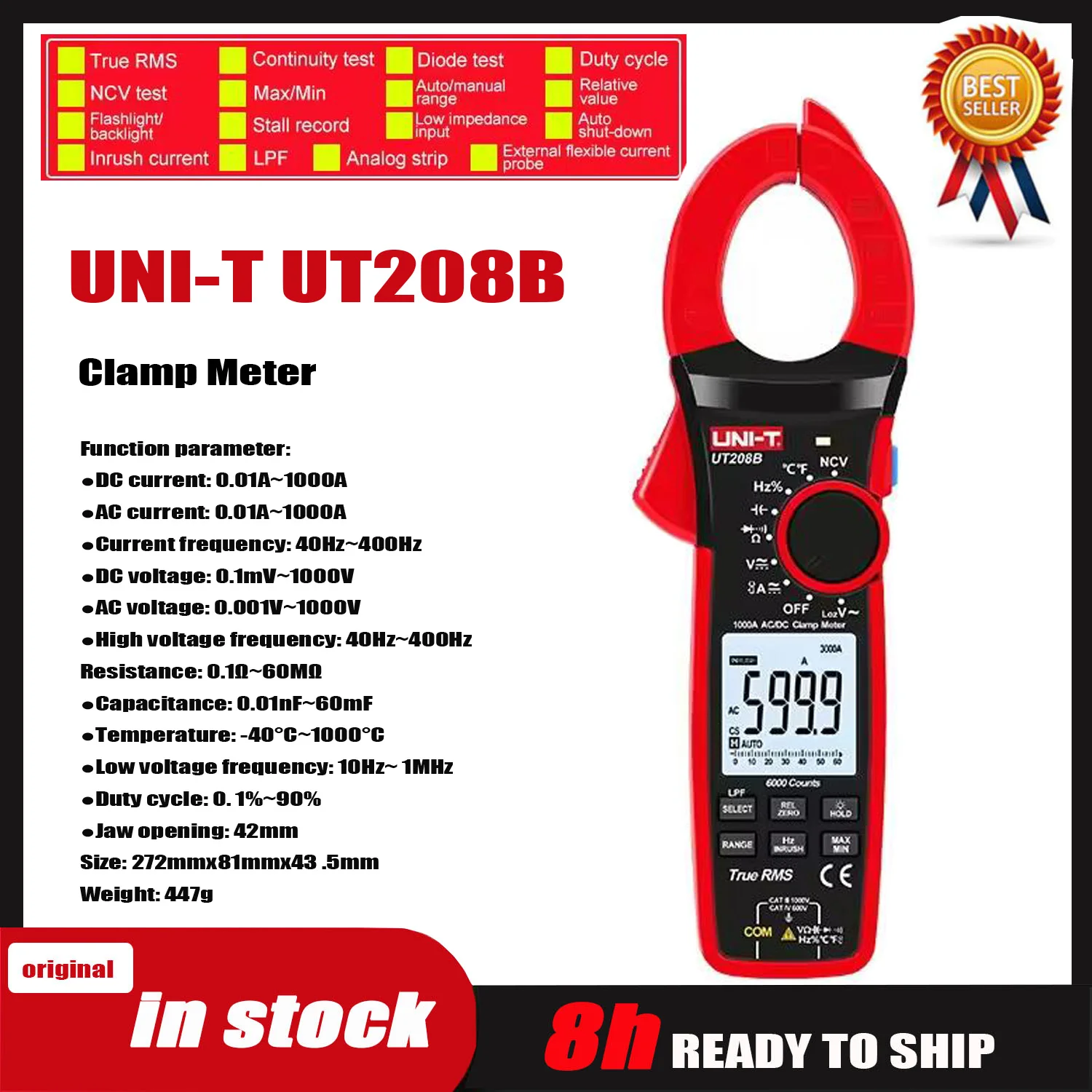 UNI-T UT204+ UT210E Series UT202A+ UT203+ UT202+ Digital Clamp Meter Multimeter Voltage Multimeter High Precision Ammeter Tester