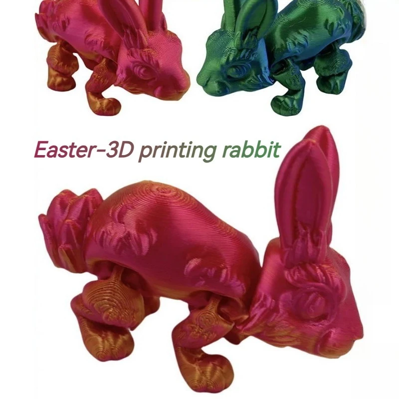 3D Printed Toys Rabbits Easter Day Figures Simulation Model Multi-joint Movable Ornament Decorative Desktop Novelty Kids Gifts