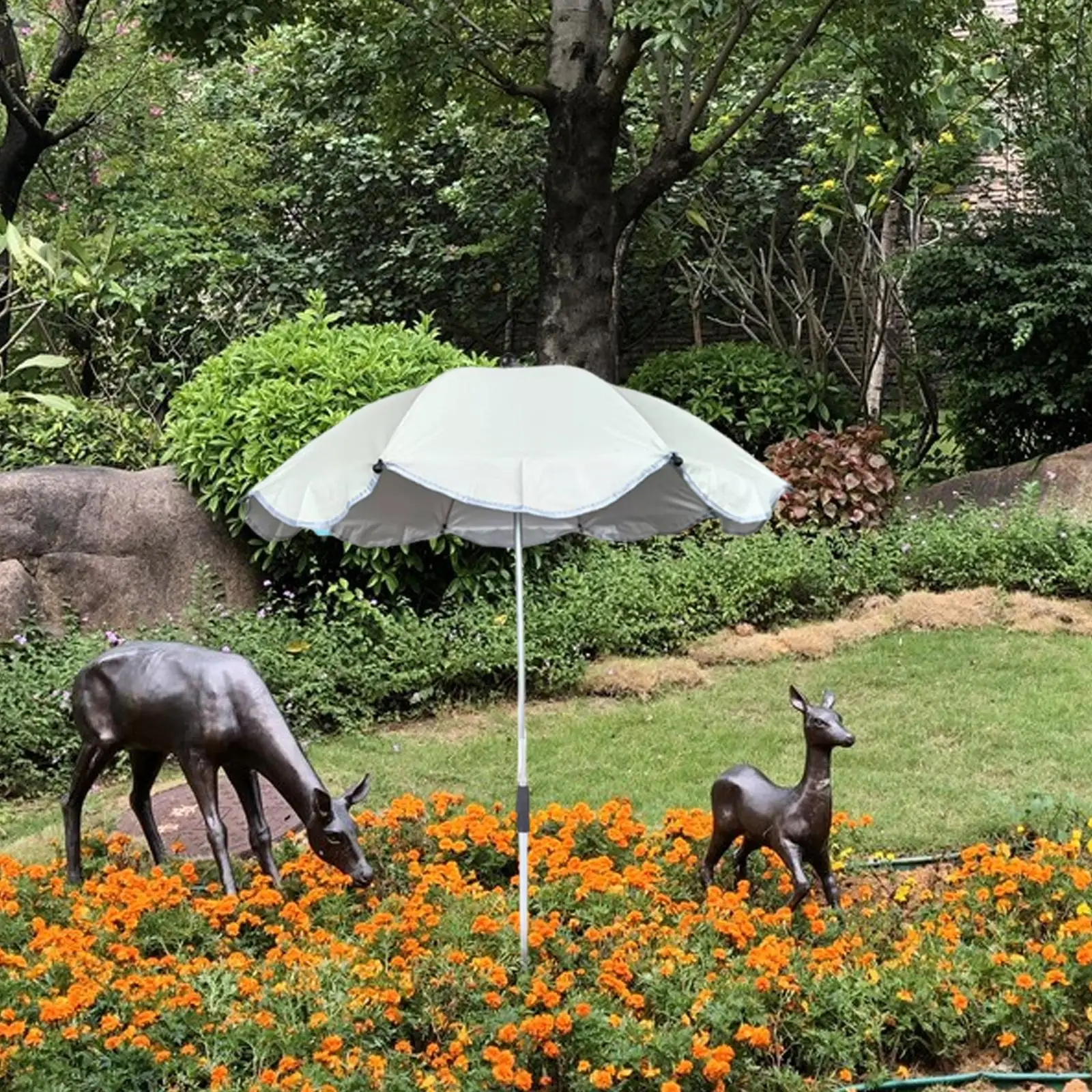 Patio Shade Umbrella for Plants Adjustable Aluminum Sun Shelter Outdoor Garden Parasol with Telescopic Pole