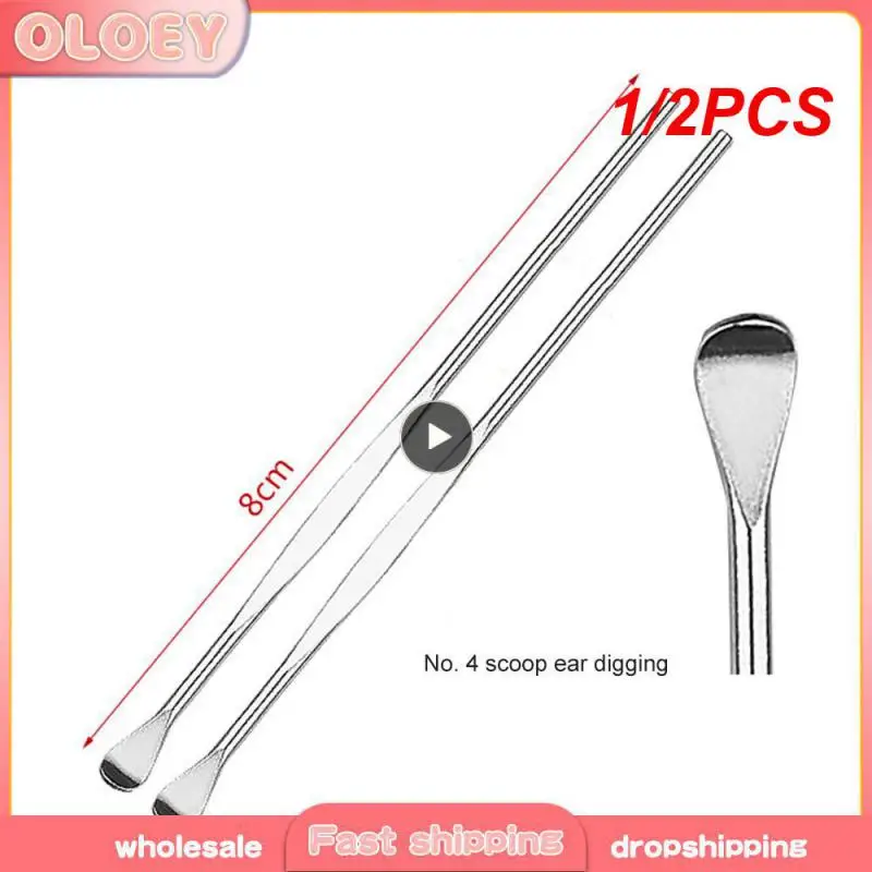 

1/2PCS Set Ear Cleaner Kits Cotton Swab Stainless Steel Earpick Ear Wax Pick Curette Remover Spoon Spiral Ear Clean Tool with