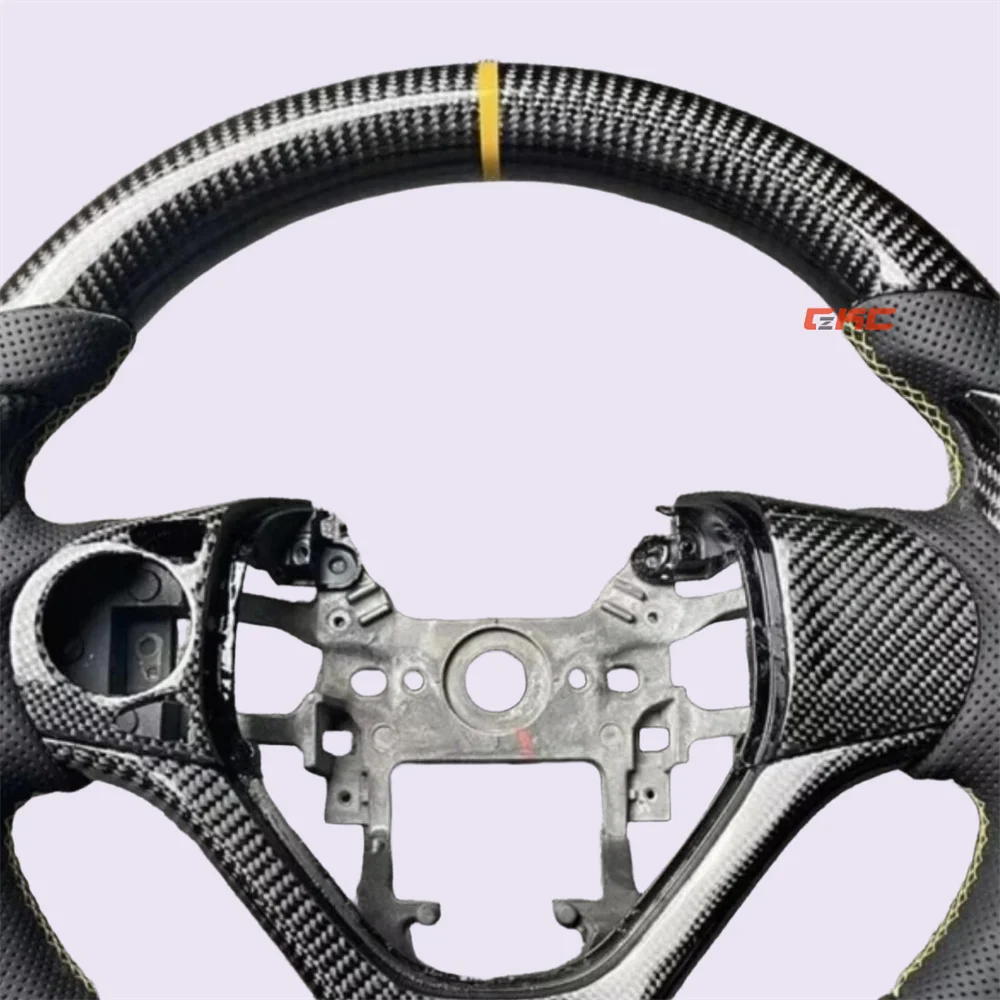 

Customized carbon fiber Black leather Yellow Strip Steering Wheel For HONDA CIVIC 2012 2013 2014 2015