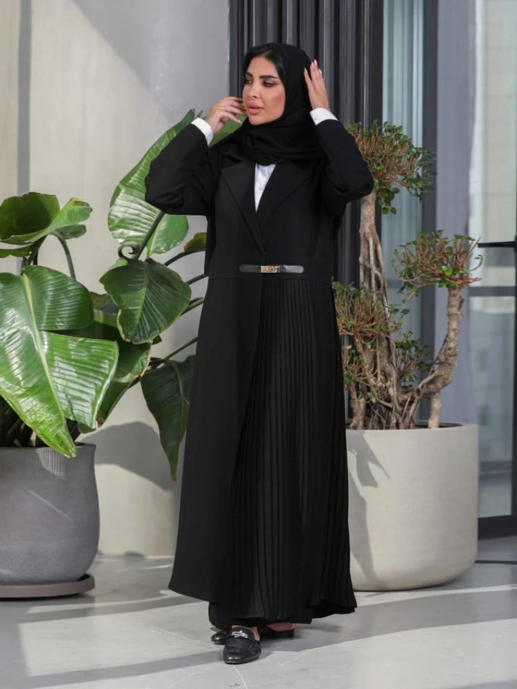 Eid Muslim Party Abaya for Women Ramadan Cardigan Pleated Long Dress Morocco Kaftan Vestidos Largos Dubai Robe Jalabiya 2024