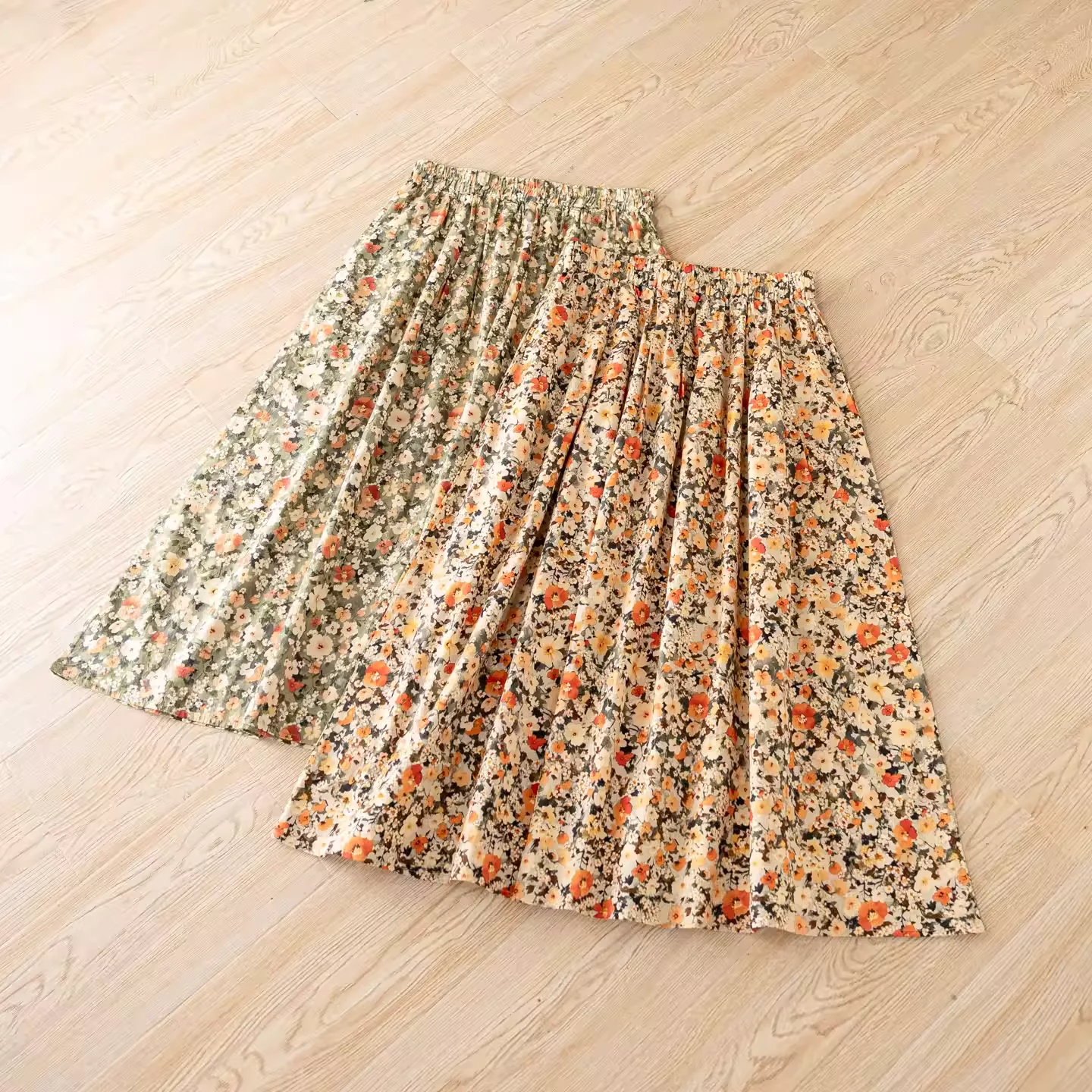 

Женская летняя юбка из 100% хлопка в японском стиле с эластичной талией, длинная юбка с цветочным принтом, длинная женская юбка в стиле Mori Girl, весенняя длинная женская юбка