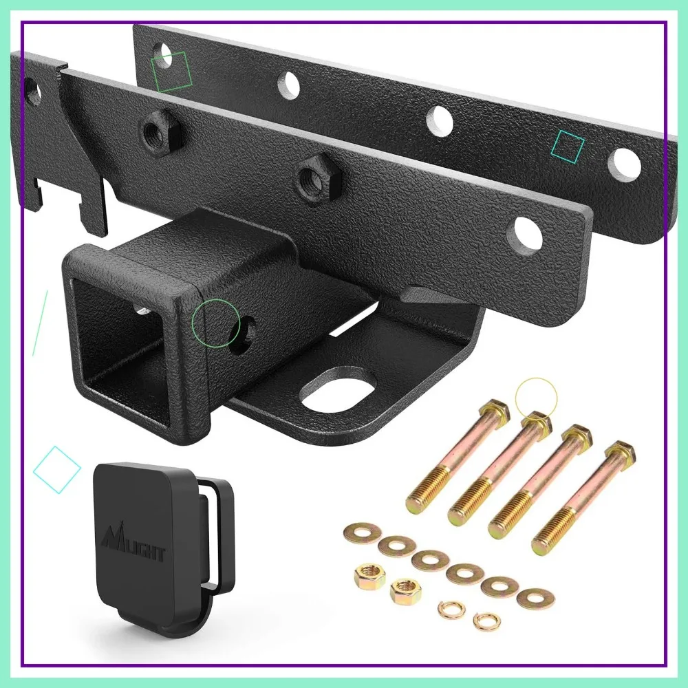 

2 Inch Rear Bumper Tow Hitch Kit for 2018-2025 Wrangler JL/JLU Models, Heavy-Duty Steel Construction