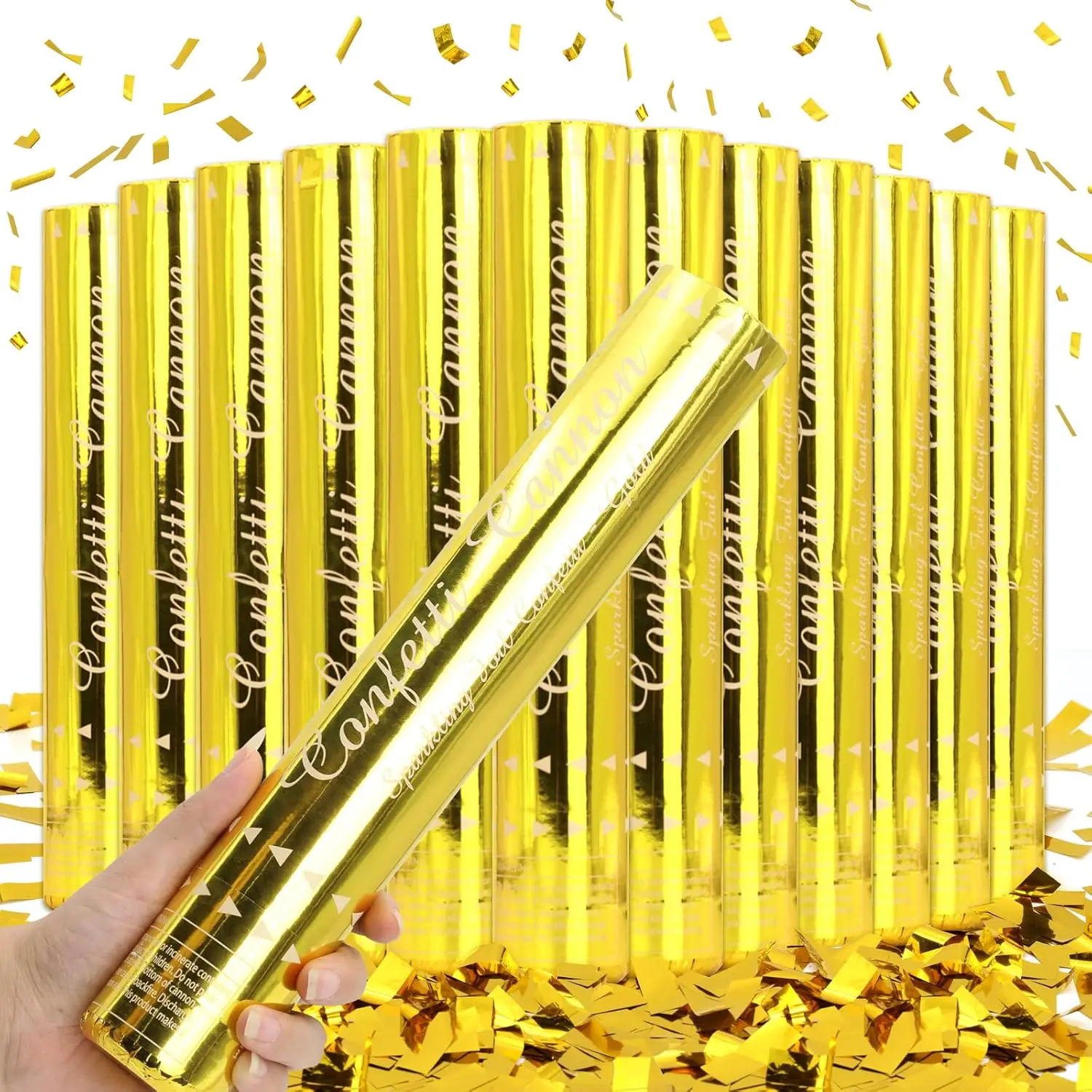 

Gold Confetti Poppers 12 Pack, Golden Confetti Cannon for Wedding Birthday Graduation Party Decorations