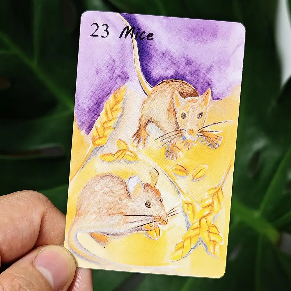 Pintura de acuarela Lenormand Deck 42 piezas Tarjetas Lenormand Sistema Rana 9 * 6 cm