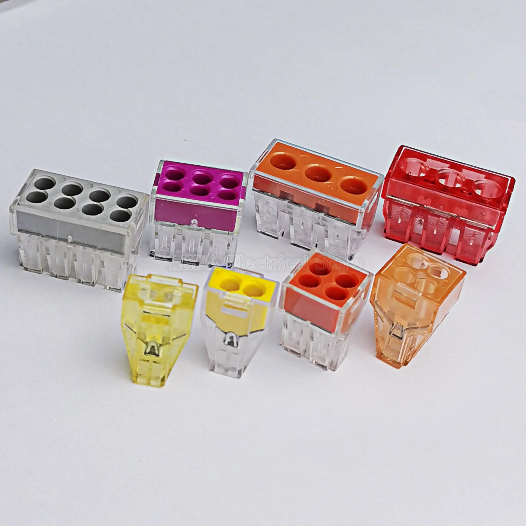 5pcs PQ-102 PQ-104 PQ-106 PQ-103D PQ-108 Universal Compact Wire Wiring Connector Conductor Terminal Block Lever