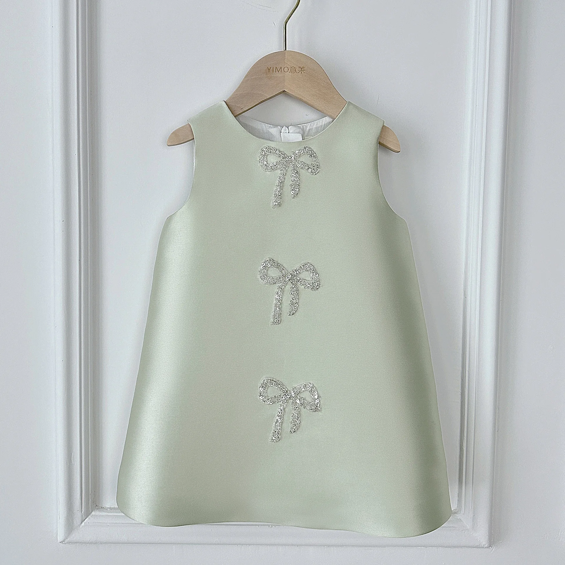 

2025 Summer Baby Girl Princess Satin Dress Bow Infant Toddler Girl Sleeveless Vestido Party Pageant Birthday Baby Clothes 1-12Y