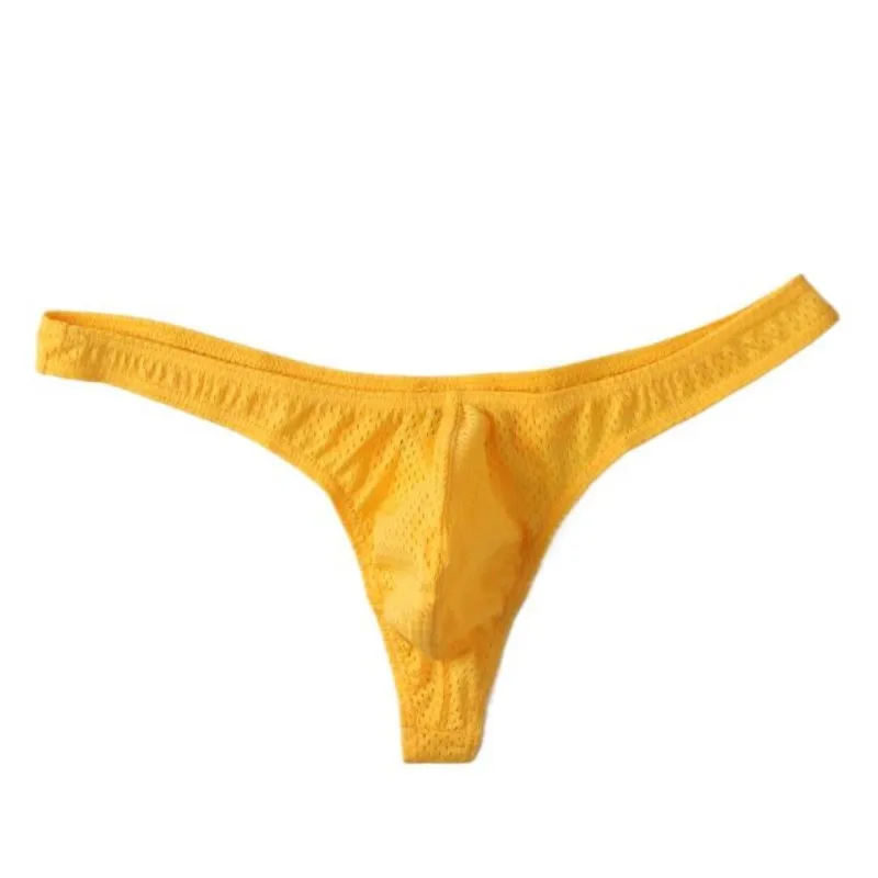 

Men's Mesh Thong Fetish Sexy Underwear Low-rise G-string Edgy Ice Silk Swim Underpants Pouch Beach Mini Trunks Swimwear