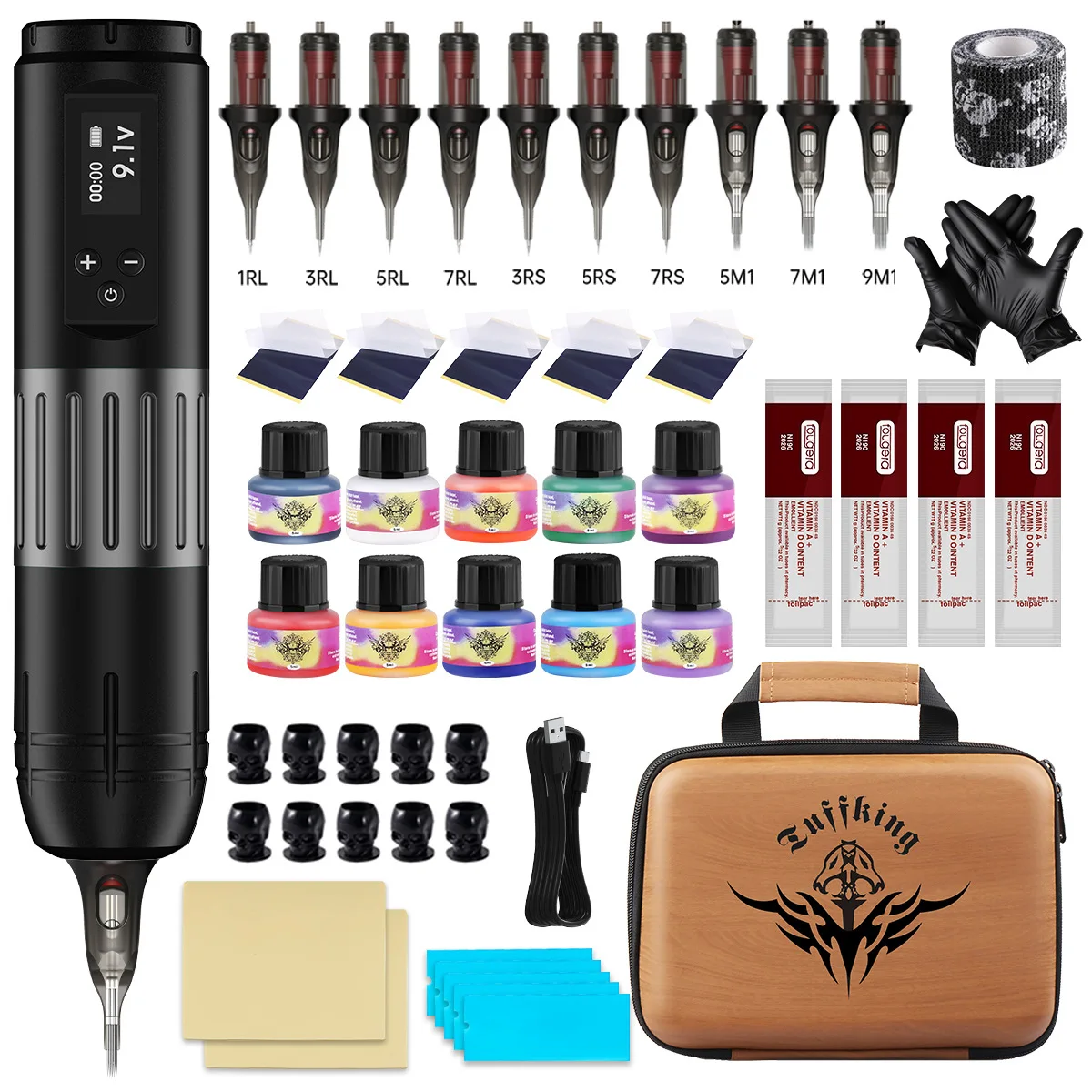 Beginner Cross border Tattoo Machine Screen Display Wireless Battery Pen Tattoo Set Integrated Needle Tattoo Tool