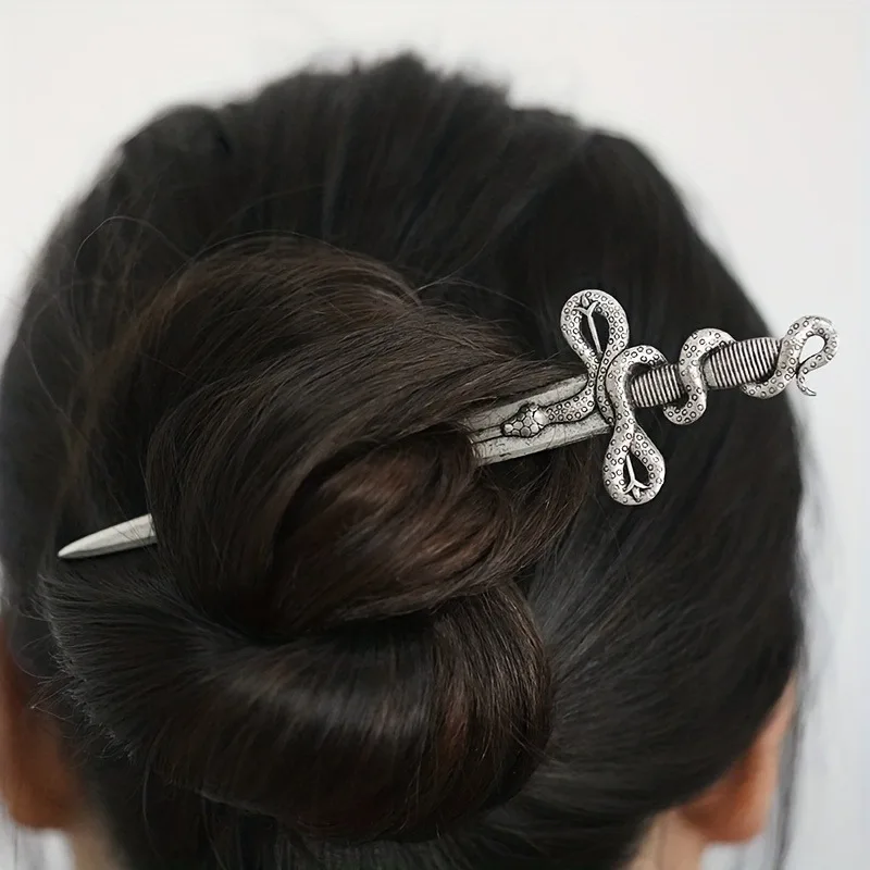 Punk style Viking Sun Moon Sword Alloy Hair Clip Party Music Festival Role Playing Fashion Personalized Headwear Hair Stick image 4