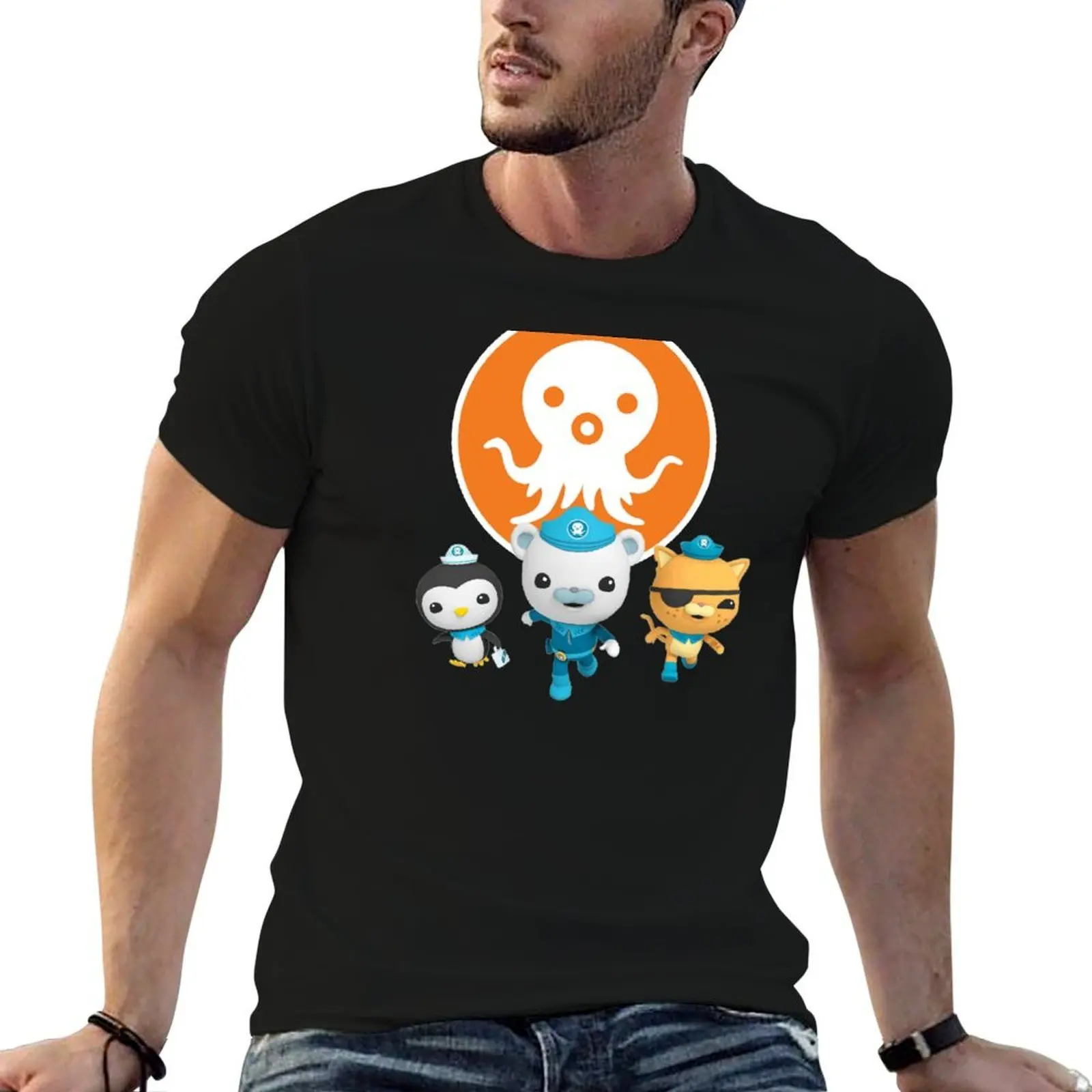 

Octo Alert! Captain Barnacles, Kwazi Kitten, and Peso Penguin T-Shirt t shirt men 100% cotton luxury brand T-Shirt