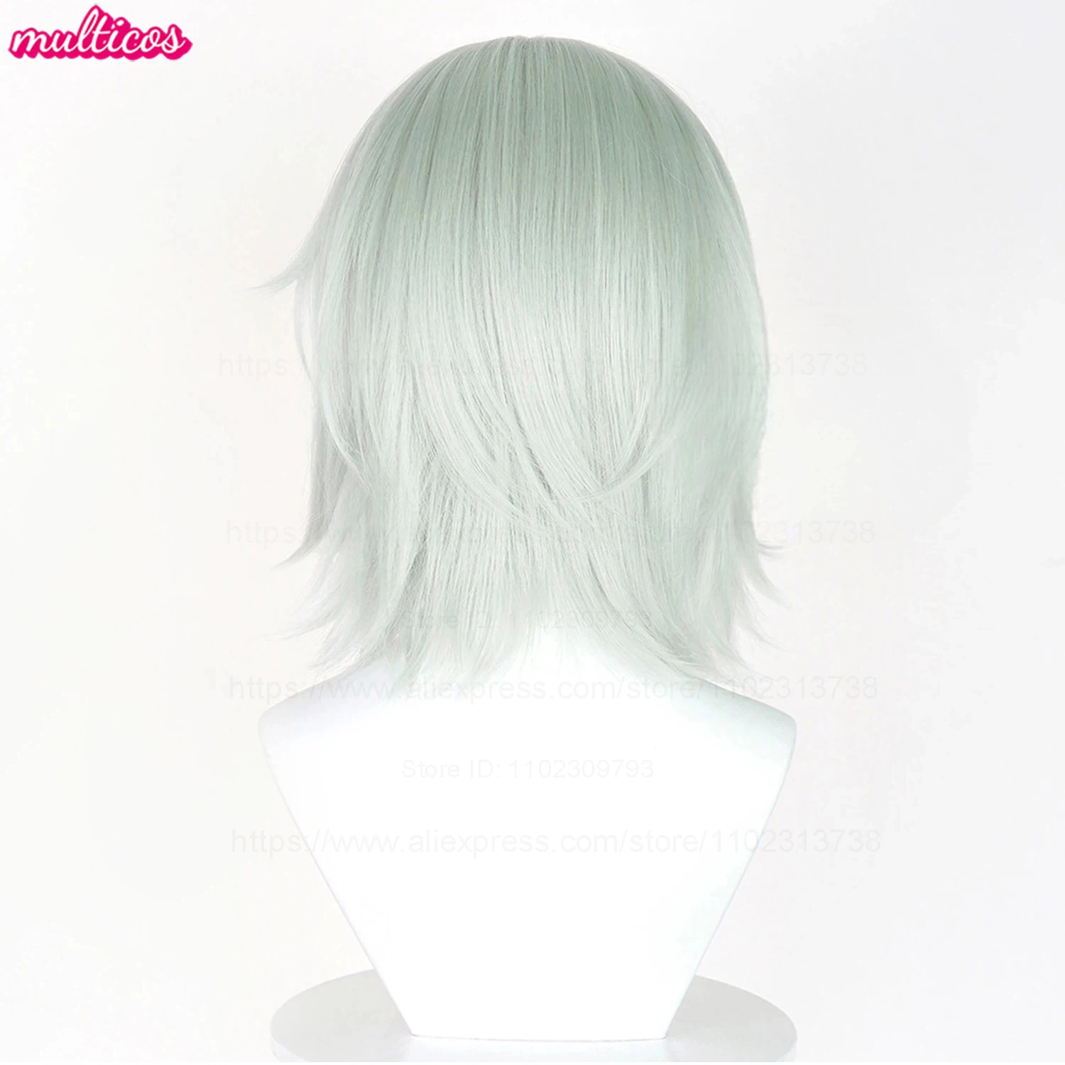 High Quality Chainsmoker Cat Cosplay Wig Yani Neko Wig Short Light Green Heat Resistant Synthetic Hair Anime Wigs + Wig Cap view 5