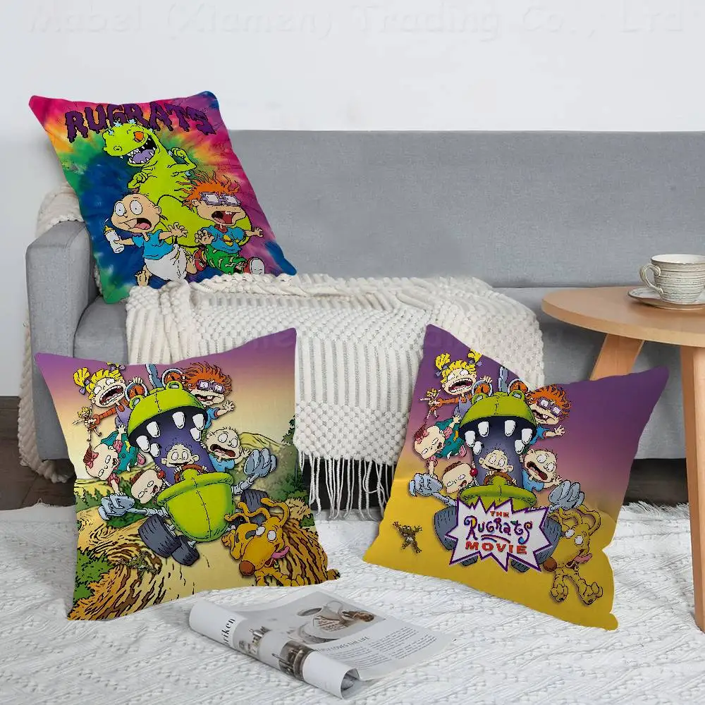 Cute Cartoon Funny R-Rugrat-s-es Cushion Cover Soft Decorative Square Cushion Covers 45x45cm Pillowcases For Sofa Couch Bedroom