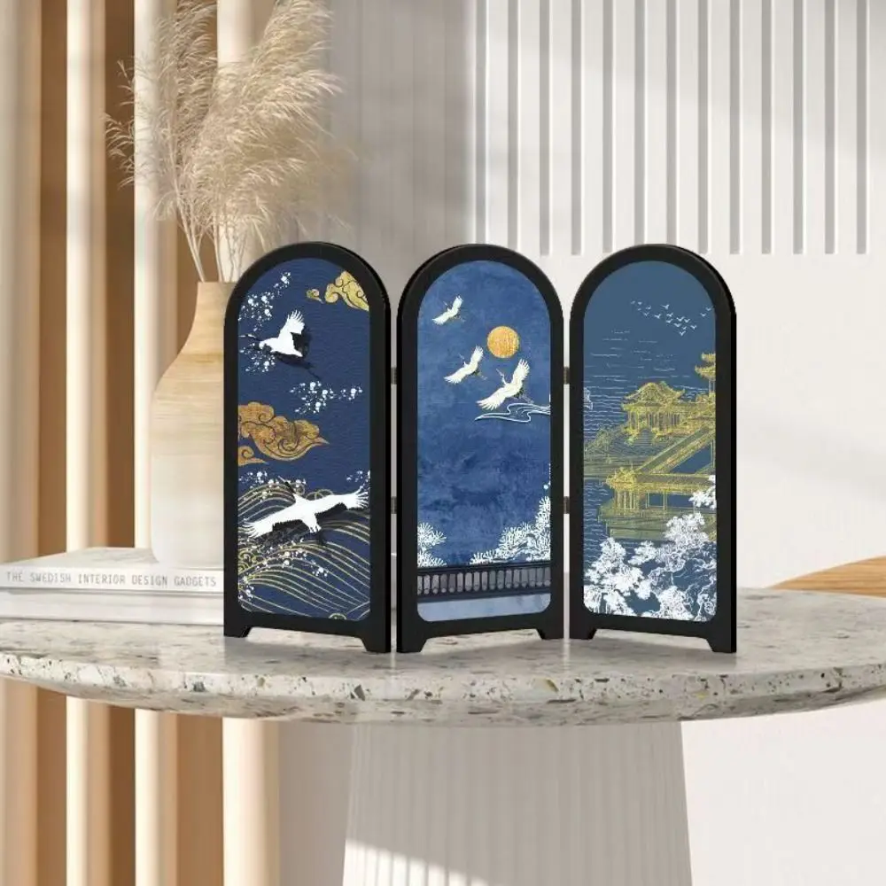 Multicolor Miniature Folding Screen Tri-fold Quadruple Fold Chinese Retro Desktop Scene Layout Model Desktop Ornament