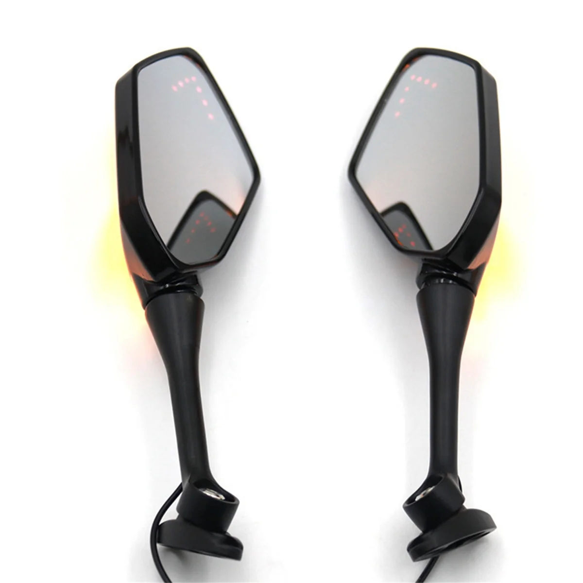 M0t-rMotorcycle تعديل المزدوج ضوء مرآة الرؤية الخلفية Led بدوره إشارة مرآة الرؤية الخلفية الموضوع 6 مللي متر + أسود مزدوج #5