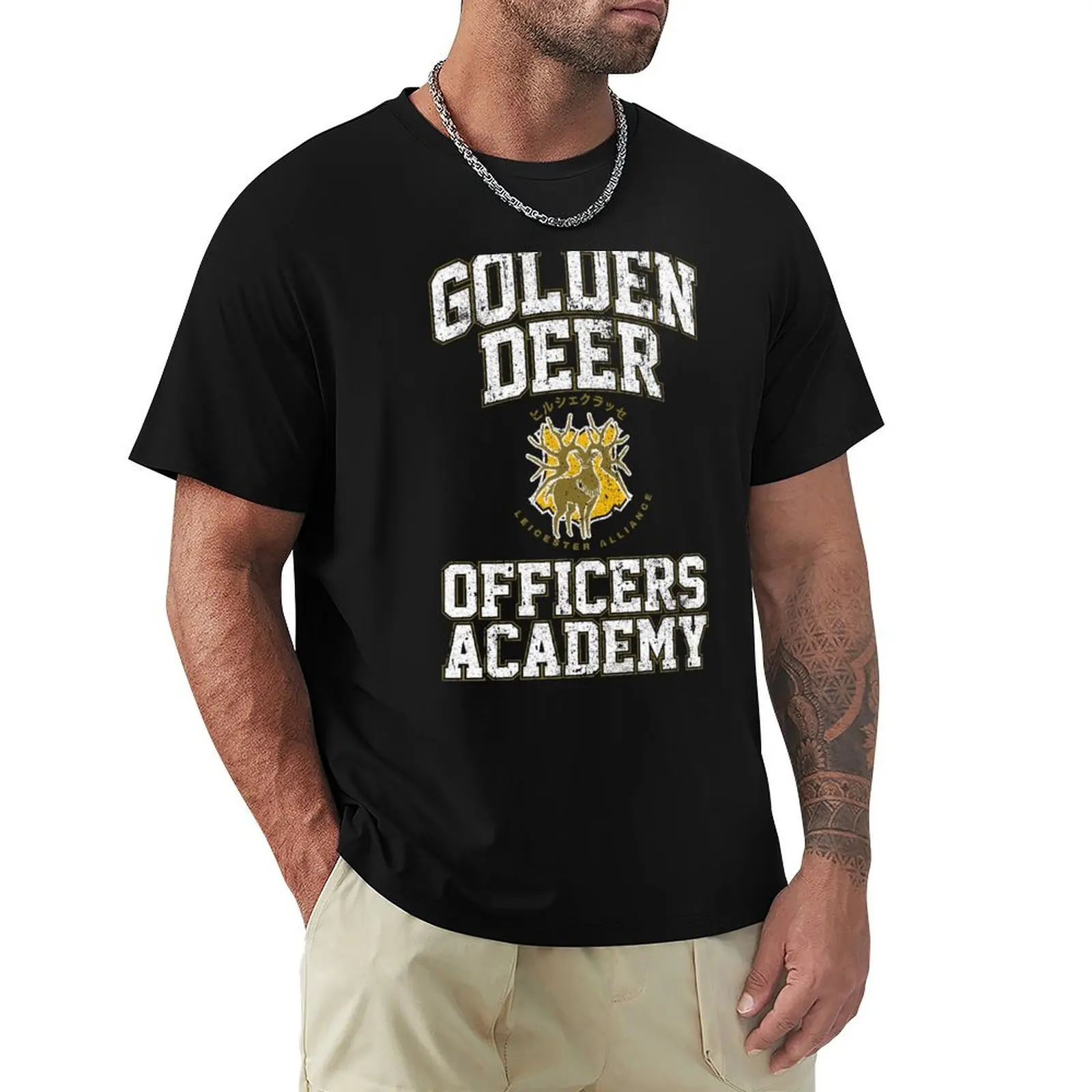 

Golden Deer Officers Academy T-Shirt Simple Solid Color Crew Neck Tee