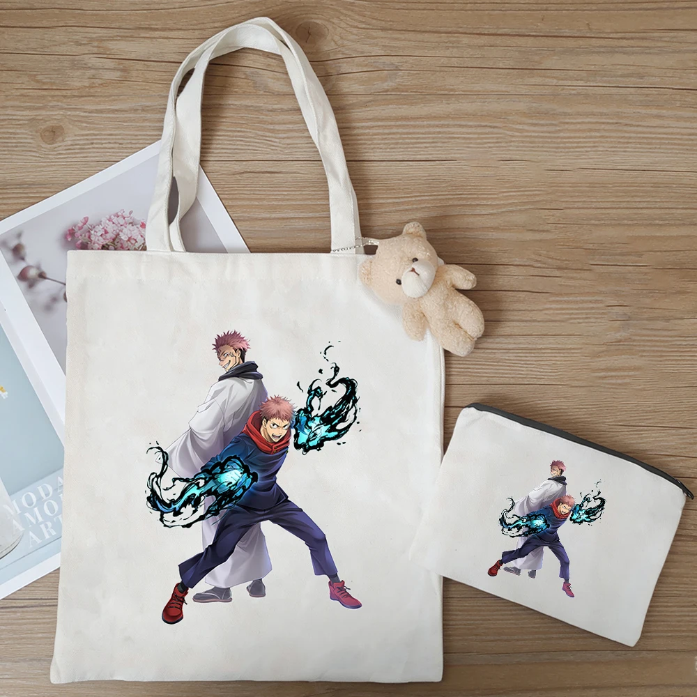 En stock, bolsa de lona de gran capacidad Jujutsu Kaisen Todo Aoi Nanami Kento, set de figuras de anime Choso, bolsa de compras reutilizable, nueva.