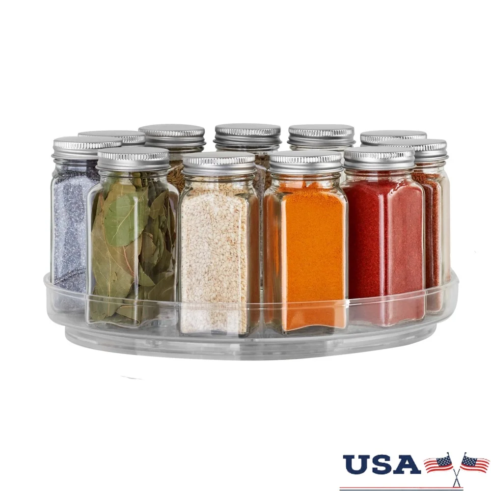 

Clear Plastic Low Wall Turntable 10 Inch Modular Spice Storage Organizer 360 Degree Rotating Lazy Susan Kitchen Organizer