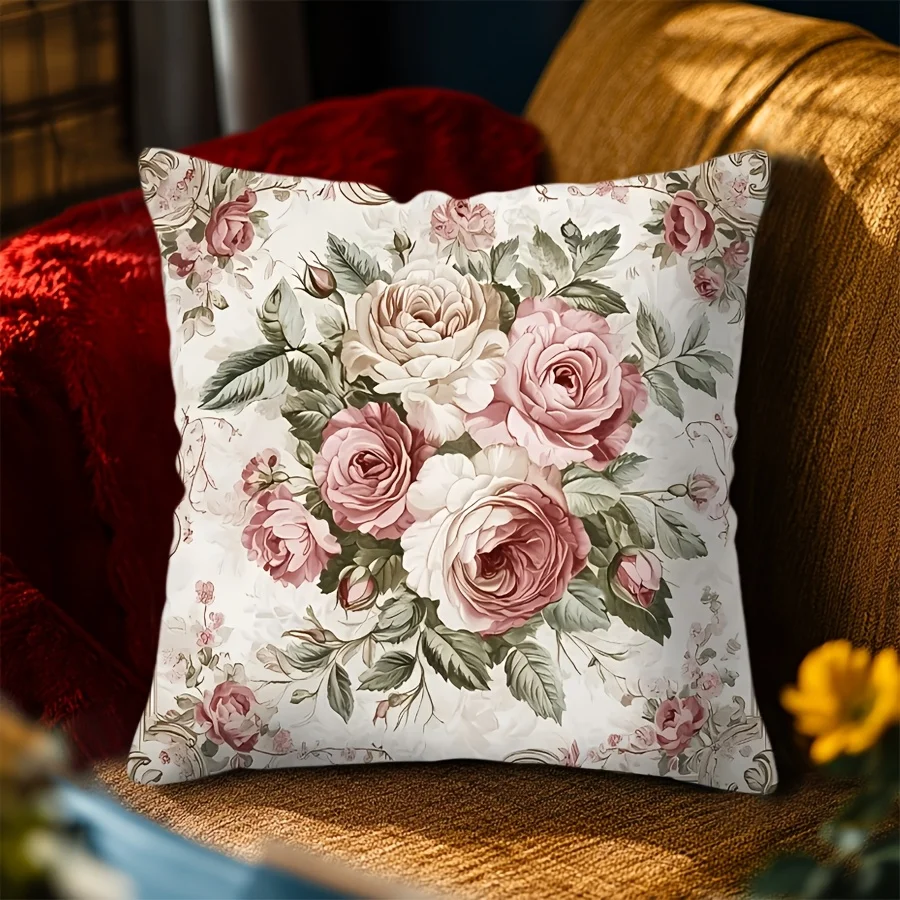 1 Stück modischer, romantischer Rosen-Kissenbezug für Schlafzimmer, Wohnzimmer und Esszimmerdekoration