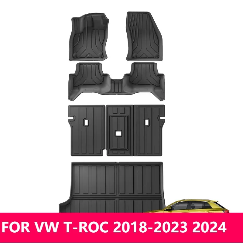 

Коврики TPE 3D для VW T-ROC 2018-2023 2024, комплект водонепроницаемых автомобильных ковриков, левый руль