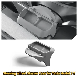 Silicone Glasses Case for Tesla Model 3 Y 2021-2023 Steering Wheel Storage Box GPS Navigation Mobile Phone Stand Car Accessories