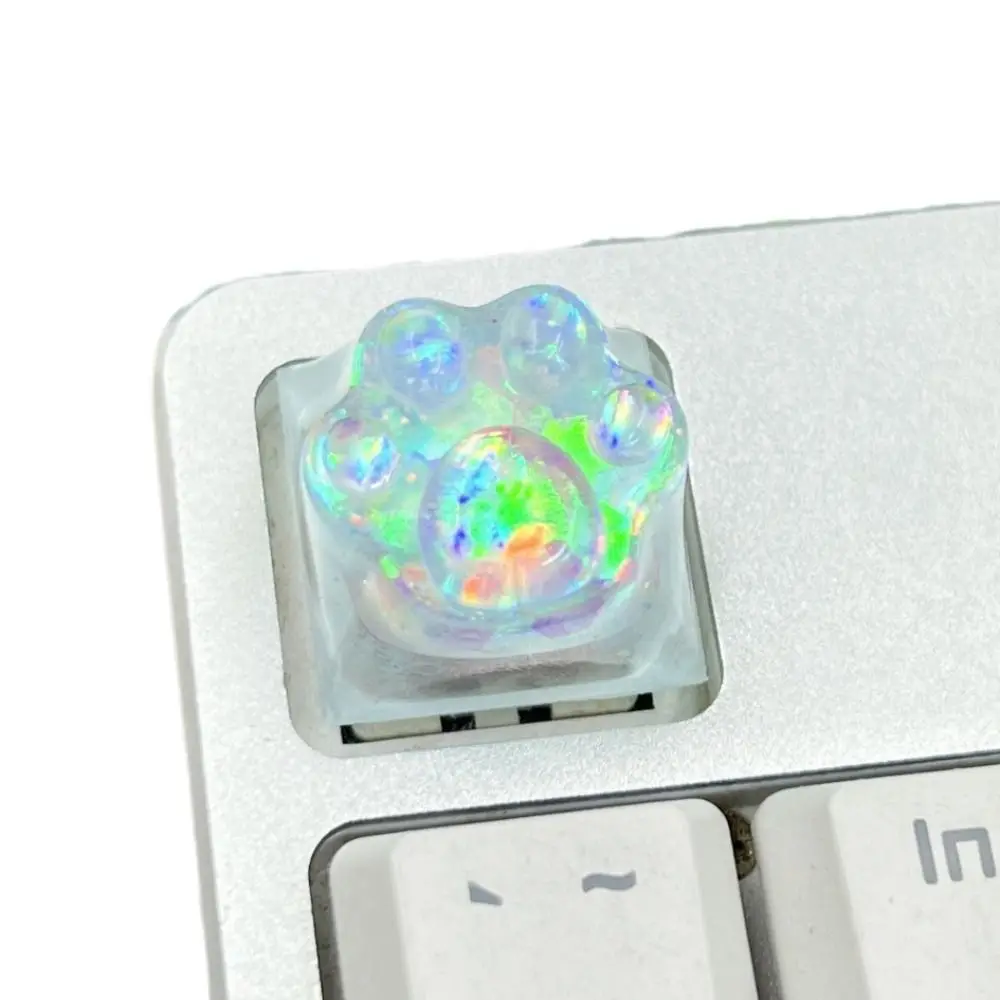 Transparent Cat's Paw Shaped Keycaps OEM R4 Height Cute Cat's Paw Keyboard Cap Handmade DIY Mechanical Keyboard Keycap