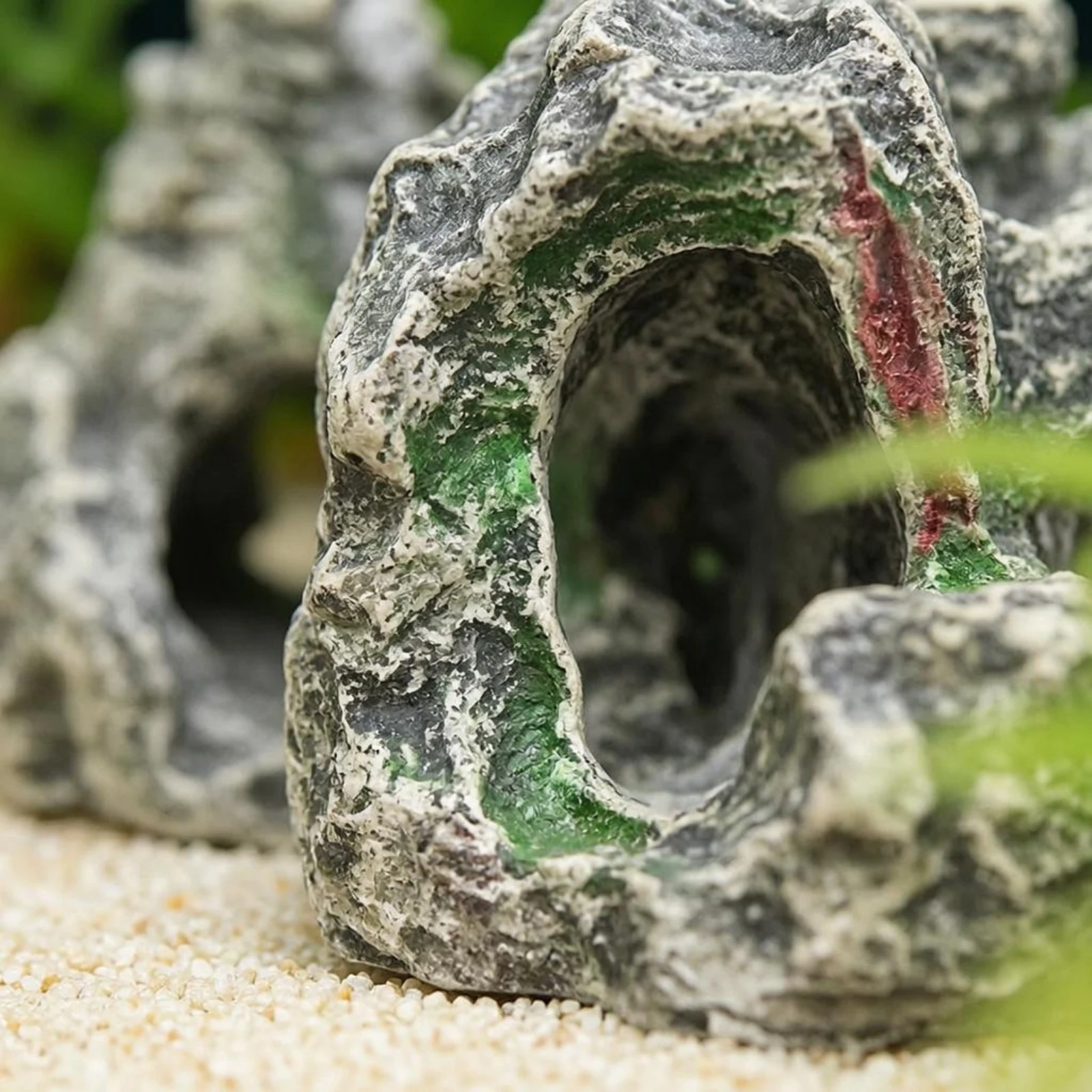 Roca Artificial para Acuario, Decoración de Montaña de Resina, Adorno de Roca para Acuario, con Orificios Aptos para Peces